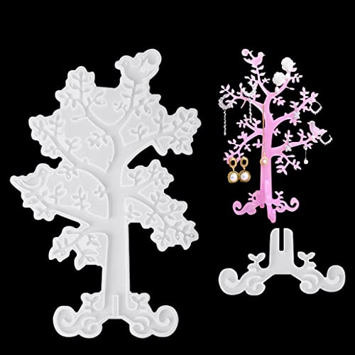 TikooTik Baum des Lebens Schmuck Ohrring Organizer Stand Eoxidharz Silikonformen Ohrring Ständer Basisständer Gießformen zum Diy Ohrstecker Halskette Armbänder Anhänger Ohrschmuck