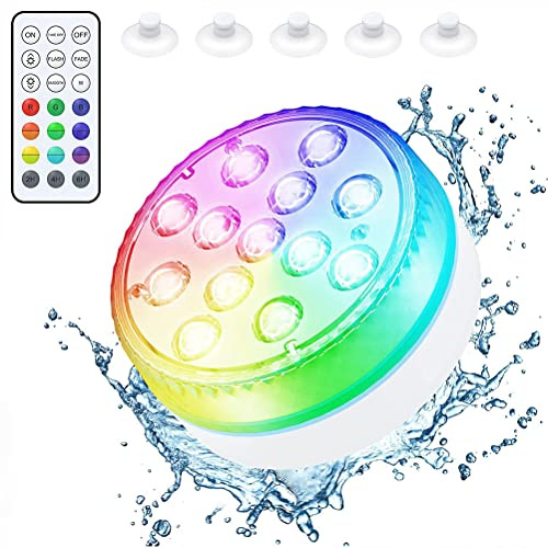 LED Teichleuchten Unterwasser Poolbeleuchtung mit Magnetisch und Saugnäpfen 16 Farben HF-Fernbedienung Wasserdicht Unterwasser Licht Pool Lichter für Pool Teich Badewanne Brunnen Aquarium,1 pack