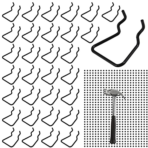 Waziaqoc Lot de 32 supports de pinces pour panneau perforé, crochets à double boucle en acier inoxydable pour panneau perforé pour magasin, supermarché (noir)