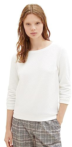 TOM TAILOR Denim Damen Sweatshirt mit Raffarm & Struktur