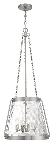 Savoy House 7-1804-4-SN Crawford Vintage Traditional Coastal Clear Water Glass Pendant, 4-Light 240 Total Watts, 40 H x 18 W, Satin Nickel