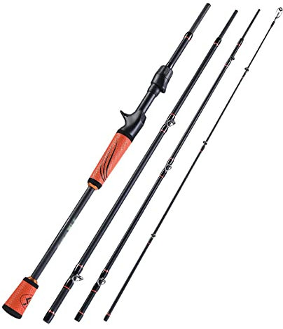 HASMI Fishing Rod Tragbare 4-teilige Angelrute, ultraleichte Karbonfaser, hochwertiger Gummigriff, Spinn-/Casting-Karpfenrute, 1,8 m bis 2,4 m Angelrute (Color : Oranje, Size : 1.8m)