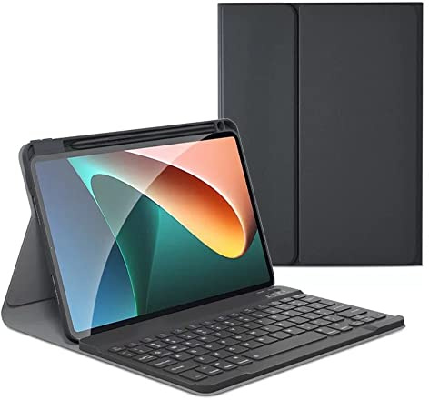 KMXDD Custodia per tastiera compatibile con iPad di 9a/8a/7a generazione 10,2 2021/2020/2019, iPad Air 10,5 3a generazione/iPad Pro da 10,5 con tastiera a colori, nera