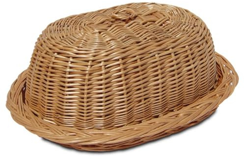 e-wicker24 Alles aus Weide Cloche à pain, Corbeille à pain, panie,boite, plateau gateaux en osier avec couvercle, (Ovale_naturel)