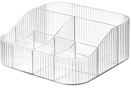 DASITON Organizador de Maquillaje,Organizador de Cosméticos,Organizador de Brochas de Maquillaje,con 8 Compartimentos para Guardar Cosméticos,Pinceles de Maquillaje,Barras de Labios(Transparente XL)