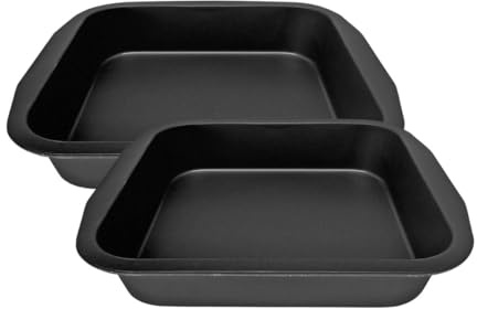 Zenker 9915050 Lot de 2 moules à brownie, moule carré, moule à gâteau, 2 moules à gâteaux carrés, Acier, Noir, 27 x 26 x 5 cm | Cuisson de brownies en lot, Bords hauts 5 cm, Acier avec revêtement Teflon classic, Format 27 x 26 cm, Four jusqu à 230 °C