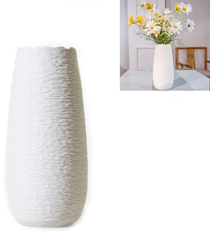 Jarrones Decorativos Jarron Blanco Jarrones Grandes Jarron Ceramica Adornos Decoración para El Hogar, Enriquecer La Vida (Blanco)