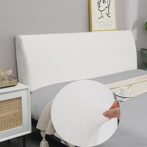 WSGJHB Copri Tcopri Testiera Letto, Copertura per Testiera per Letto, Copritestiera/Copertura Testiera Letto Matrimoniale, Fodera Elastica Protezione a Tinta Unita (180-200CM, Bianca)