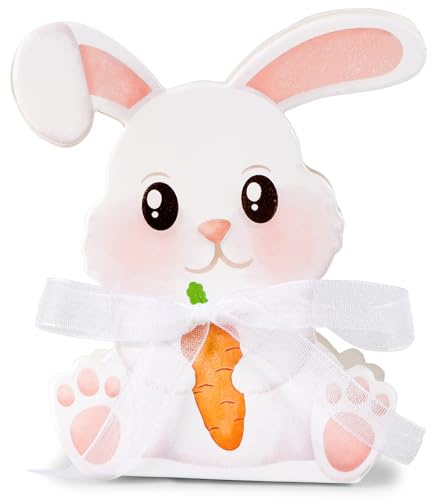 COLOFALLA 25 Stück Ostern Geschenkboxen Osterhase Tüten Bonbon Ostern Box Ostern Verpackung Geschenkverpackung für Süßigkeiten Ostern zum Befüllen Basteln (Weiß-25)