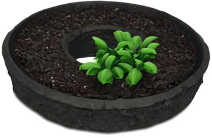 Anillo para plantas como cuenco redondo giratorio de 28 cm, maceta sostenible en color negro, hecha de papel maché disolvente, cuenco biodegradable para tumba de urna Friedwald