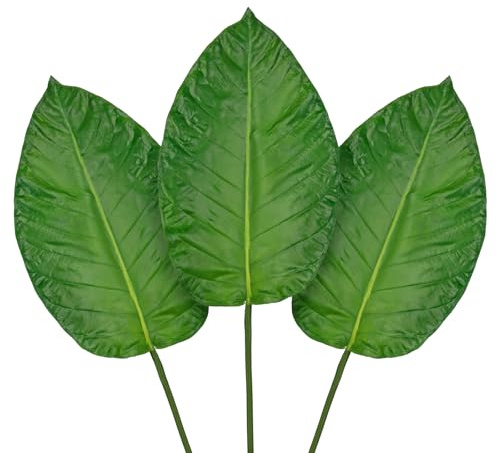 Arborus Lot de 3 Feuilles Artificielles avec Tige, 82 cm, Oiseau de Paradis, Branches Décoratives Vertes pour Vase, Table, Étagère