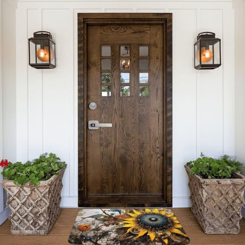 PHAYAH Weird - Zerbino con girasole, 40,6 x 61 cm, per interni, per porta anteriore e posteriore, per patio, ingresso, garage, patio, casa, portico