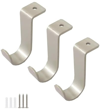 ZAAWUUT Abrazaderas de barra para cortina de techo, paquete de 3, soporte robusto para cortina de 1 pulgada, ganchos de barra para cortina de metal para hogar, patio, oficina (plata)