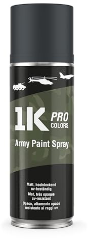 Militär-Farbspray Army 1K PRO – 400ml Spraydose matt, Militärfarbe, UV und wetterfest, schnelltrocknend, DIY Projekt - RAL7016 Panzergrau