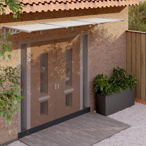 Lawn & Garden, Outdoor Living, Window & Door AwningsDoor Canopy Grey and Transparent 358.5x90 cm Polycarbonate