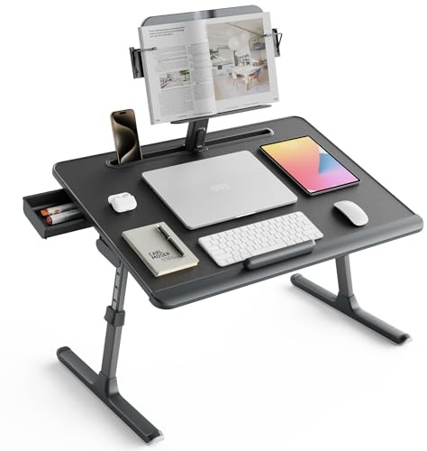 SAIJI Laptop-Schreibtisch für Bett, Premium, XXL, extra groß, mit verbessertem Höhenwinkel, verstellbarer Buchständer, Mehrzweck-Lapdesk-Bett-Tablett, Schreibtisch zum Arbeiten, Schreiben, Lesen