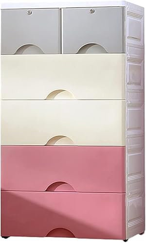 SHANYAYALI Aufbewahrungskörbe, verdickte Schublade, Aufbewahrungsschrank, Kinderschrank, Kleidung, Aufbewahrungsbox (Rosa, 6 Ebenen)