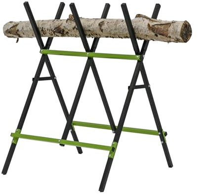 TRUTZHOLM klappbarer Holzsägebock Stahl Sägebock mit 3 Haltevorrichtungen, verstellbar für Kettensägen Forstarbeit Holz sägen, Brennholzbock Stammhalter Ast-Säge-Bock