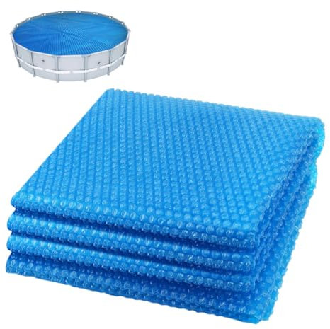 VOUNOT® Telo Termico per Piscina Rotonda Ø 366 cm, Copertura Solare a Bolle 120 µm, Tagliabile, Protezione Isotermica, Riscaldamento Acqua Piscina, Blu