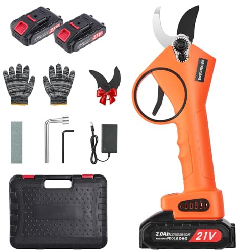 Akku Astschere 20V mit bürstenlosem Motor (1000W) - Schnitt Ø 30mm für Zweige, Sträucher und Stämme - Inkl. 2x2000mAh Akku - Professionelle Gartenschere als Geschenk für Männer und Frauen