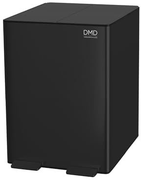 DMD Collective - 30L Double Kitchen Bin, Recycling Bins for Kitchen, Black | Removable Recycling Bins, Under Counter Bin, Metal Foot Pedals, Fingerprint Proof, Odourless, Airtight, Easy Clean