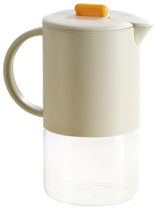 Portable Glass Juice Pitcher, Versatile Heat Resistant Tea Pitcher with Handle, 7.6x4.72in Airtight Iced Beverage Dispenser, 1500ml Glass Drink Server for Fridge