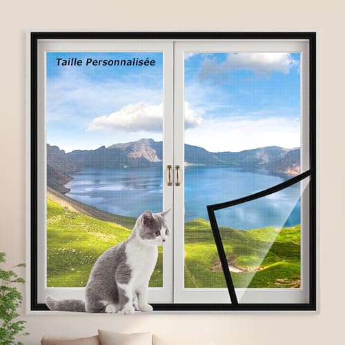 Hruile Maille Protection pour Chats, Filet Écran Insecte Balcon Salon avec Rubans Adhésifs, Fenêtre Mesh pour Animaux de Compagni Taille Personnalisée, Facile à Installer