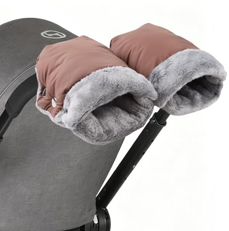NICEWAT Handvärmare barnvagn, vattentät och vindtät handmuff för barnvagn, universell storlek sparkcykel handmuff med varmt plyschmaterial fleece för alla barnvagnar buggy
