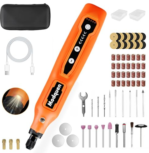 MODQUEN 4V Mini Cordless Rotary Tool Kit with 5-Speed Control, USB Charging & LED Light,Includes 78 Accessories for Grinding, Engraving, Drilling, Polishing,Cutting and DIY Crafts