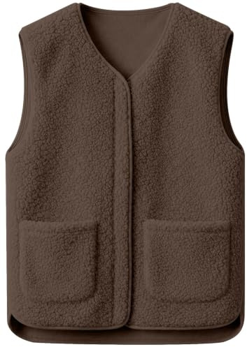 CheChury Gilet in Pile Donna Giacca Teddy Vestiti Panciotto Elegante Invernale Sportivo Gilet Termico con Cerniera Senza Maniche Gilet Giubbotto Giacca Teddy Scollo a V Autunno Gilet in Pile Tasche