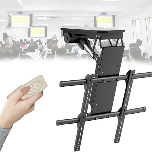 Motorized Ceiling TV Mount for Large Screens, Adjustable 0-85° Angle, Ideal for Pitched Roofs and High Ceilings