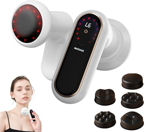 Massaggiatore Anticellulite Elettrico, Massaggiatore Anti Cellulite Professionale Trasportabil con 5 Testa Massaggio, 6 Velocità e 3 Modalità, Apparecchio Snellente per Corpo, Gambe, Braccia e Addome