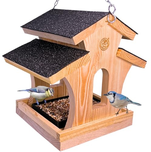 Vogelhaus Vogelfutterhaus zum Aufhängen für Kleinvögel Vogelhaus Balkon wetterfest Futterhaus Handarbeit Gartenvögel im Garten Balkonhalterung (zum Aufhängen)