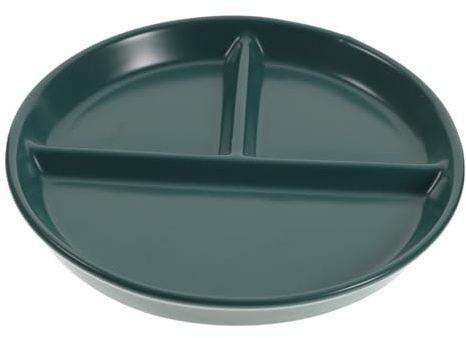 Plato Harvard Adulto Redondo de Cerámica, 8 Pulgadas, Tres Compartimentos | Azul Simple, Acabado Liso sin Rebabas, para Cafe y Decoración