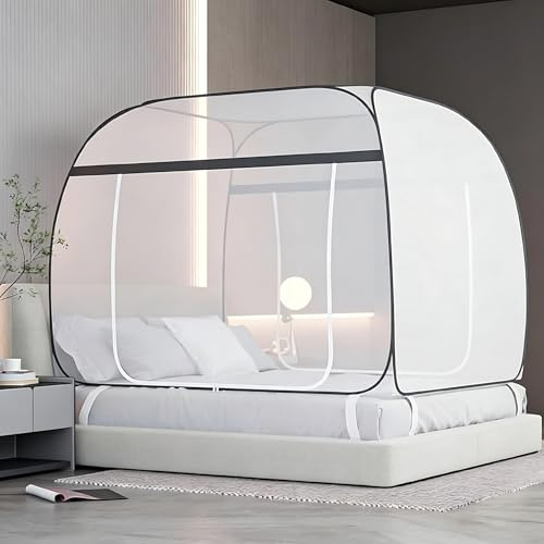 Moustiquaire pop-up pour lit - 150 cm x 200 cm - Pliable - Moustiquaire mobile - Moustiquaire de voyage - Moustiquaire de voyage pliable - Pour chambre à coucher, extérieur