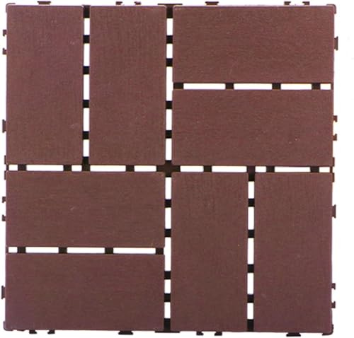 1 Uds. Baldosa de cubierta de Patio entrelazada compuesta de 12x12 pulgadas, baldosa cuadrada decorativa for Patio al aire libre-cortable(Brown Red)