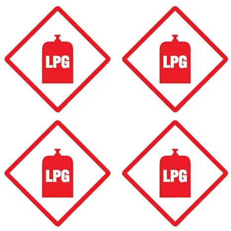 4 PCS 10 X 10cm Lpg Gas Vinyl Signs, Self-Adhesive Waterproof Sign for Public Safety