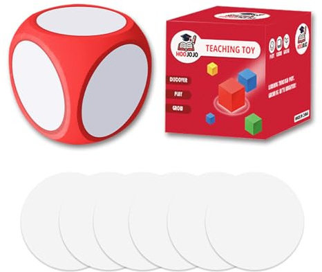 HOOJOJO Würfel zum Beschriften Leere Würfel DIY Spielwürfel Buchstaben Spiel 10 cm WürfelGroß Wiederverwendbarer Schaumstoffwürfel Lehrerbedarf (Rot)