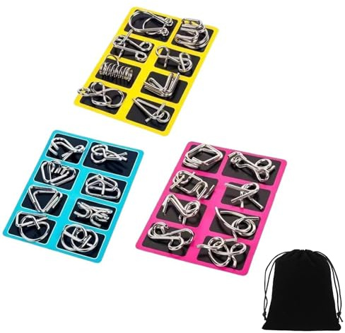 ChAusa Knobelspiele für Erwachsene Set von 24, Magic Trick Metall Puzzle Ring, Geduldspiel 3D Metall Knobelspiele, für Erwachsene und Herausforderung Denkaufgabe IQ Test