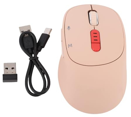 Topiky AI Voice Mouse, Wiederaufladbare Kabellose -Computermaus mit 6-in-1-Spracheingabe-Übersetzung, Ergonomisches Design, für Desktop-PC-Laptop (Hell-Pink)