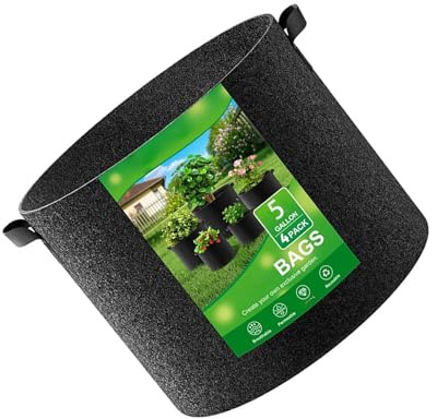 KAHDGSS 4pcs Heavy Duty Riutilizzabile Non Tessuto Giardinaggio Bag Piantare Contenitori Adatto Per Interni Esterni Piante Balcone Giardino Uso Addensato Giardinaggio Coltiva Borse