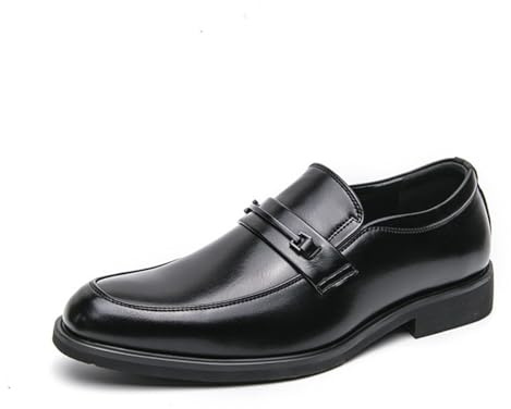 Hixingo Zapatos de Vestir Hombre Sin Cordones, 38-46 EU Zapatos de Cuero Modernos Zapatillas Vestir Hombre Verano Antideslizante Suela de Goma para Negocios, Bodas (C236 Negro,42)