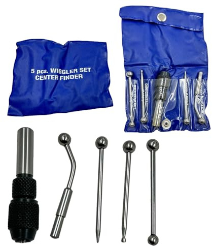Wiggler & Center Finder Set – 5-Piece Work Edge, Centre Finding & Run-Out Alignment Tool Kit