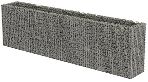 vidaXL Gabion Raised Bed Outdoor Gardening Backyard Park Stone Cage Basket Landscape Garden Planter Container Flower Box Galvanized Steel 141.7