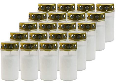 Ebersbacher Kerzenfabrik GmbH Grablicht Brenner Nr. 3 mit Deckel, weiße Hülle 20 Stück ca. (Ø x H) 60 x 125 mm