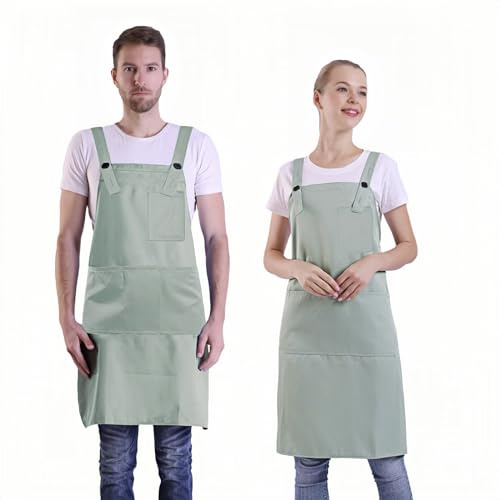 BIGHAS H-Stil Schürze mit Tasche für Damen und Herren, verstellbar, große Größe, bequem, Küche, Zuhause, Kochen, 12 Farben