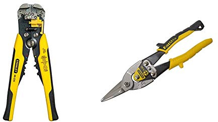 STANLEY FATMAX Automatic Wire Stripper, Strips 10-22 AWG Wire with Spring Loaded Handles, Comfortable Grip annd Adjustable Wire Stop & Aviation Snips – Straight Cut (2-14-563)