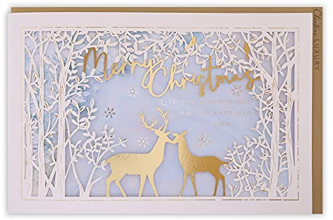 Clintons: Weihnachtskarte Deer In Trees, Lasercut