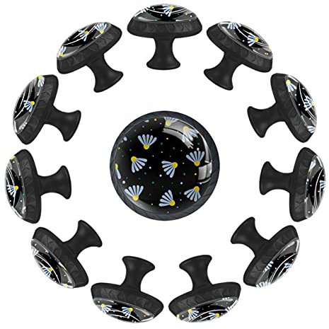 Möbelknöpfe Kamille Möbelgriff Kristall Schubladenknöpfe Drucken Dekorativer Knopf für Kinderzimmer Kindergarten Babyzimmer 12 Stück 3.5×2.8CM