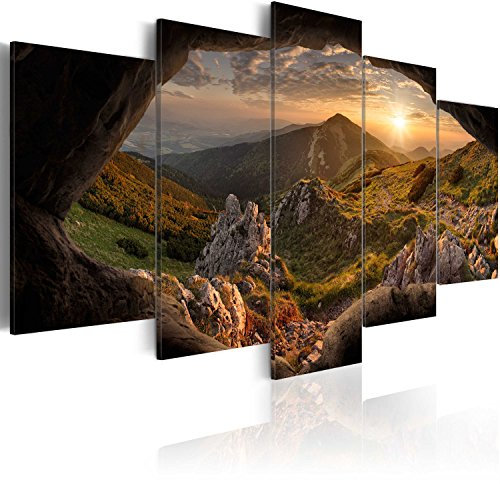 B&D XXL - Tableau Acoustique Paysage 200x100 cm 5 Parties - Décoration Murale Anti-Bruit Isolation Phonique Bureau Chambre Panneau Insonorisant Impression sur Toile - Nature c-A-0079-b-m